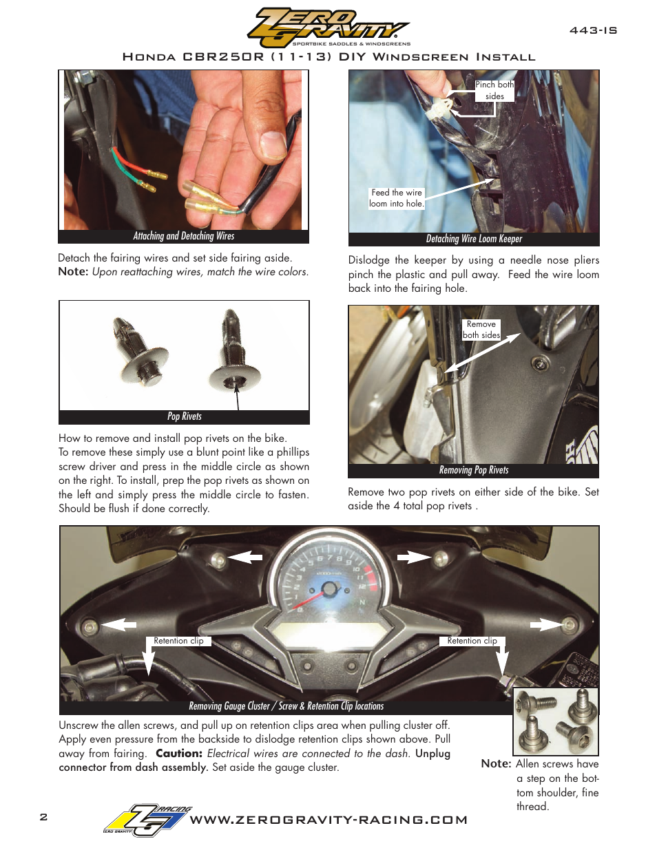 Zero Gravity Honda CBR 250R (11-12) Windscreen User Manual | Page 2 / 6