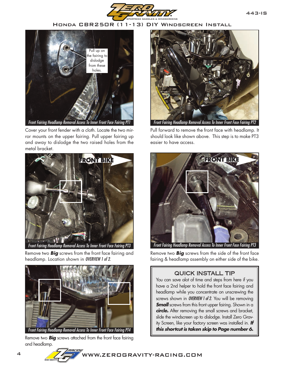 Zero Gravity Honda CBR 250R (11-12) Windscreen User Manual | Page 4 / 6