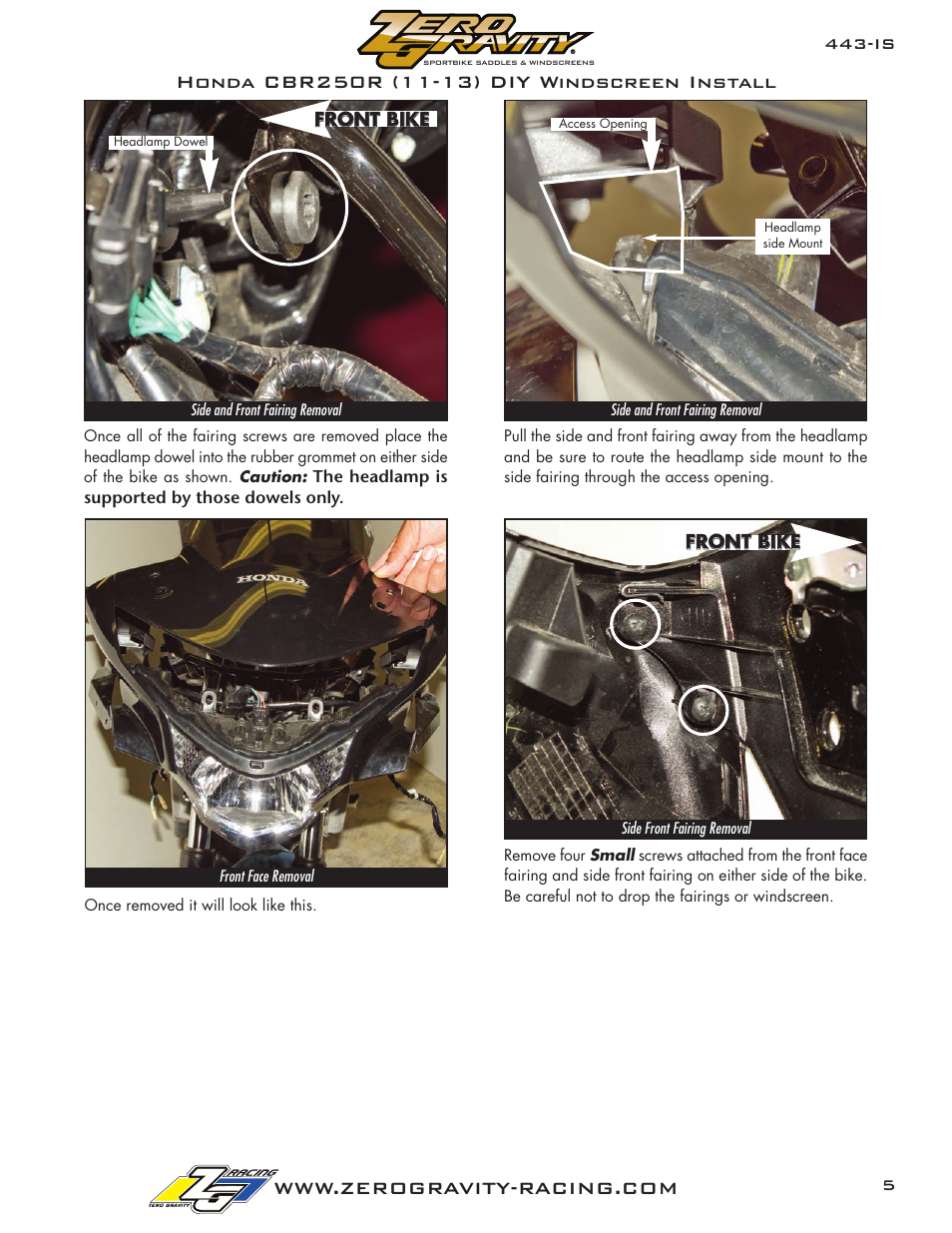 Zero Gravity Honda CBR 250R (11-12) Windscreen User Manual | Page 5 / 6