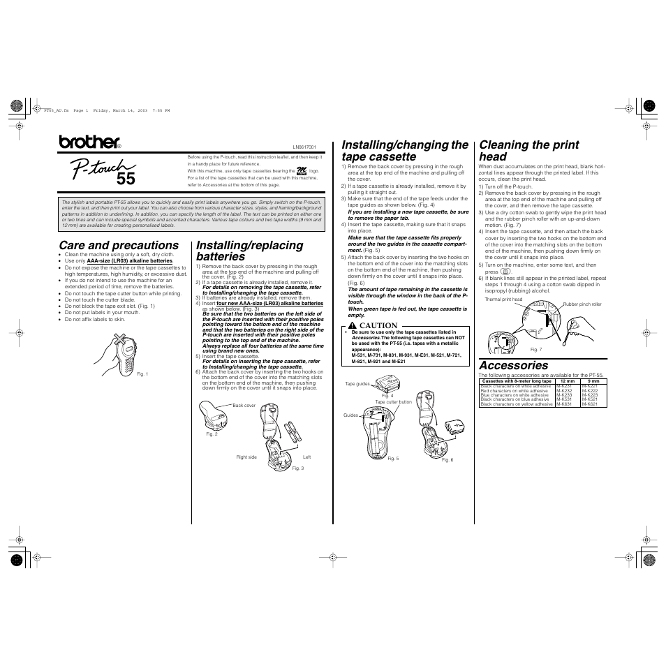 Brother P-touch LN0617001 User Manual | 2 pages