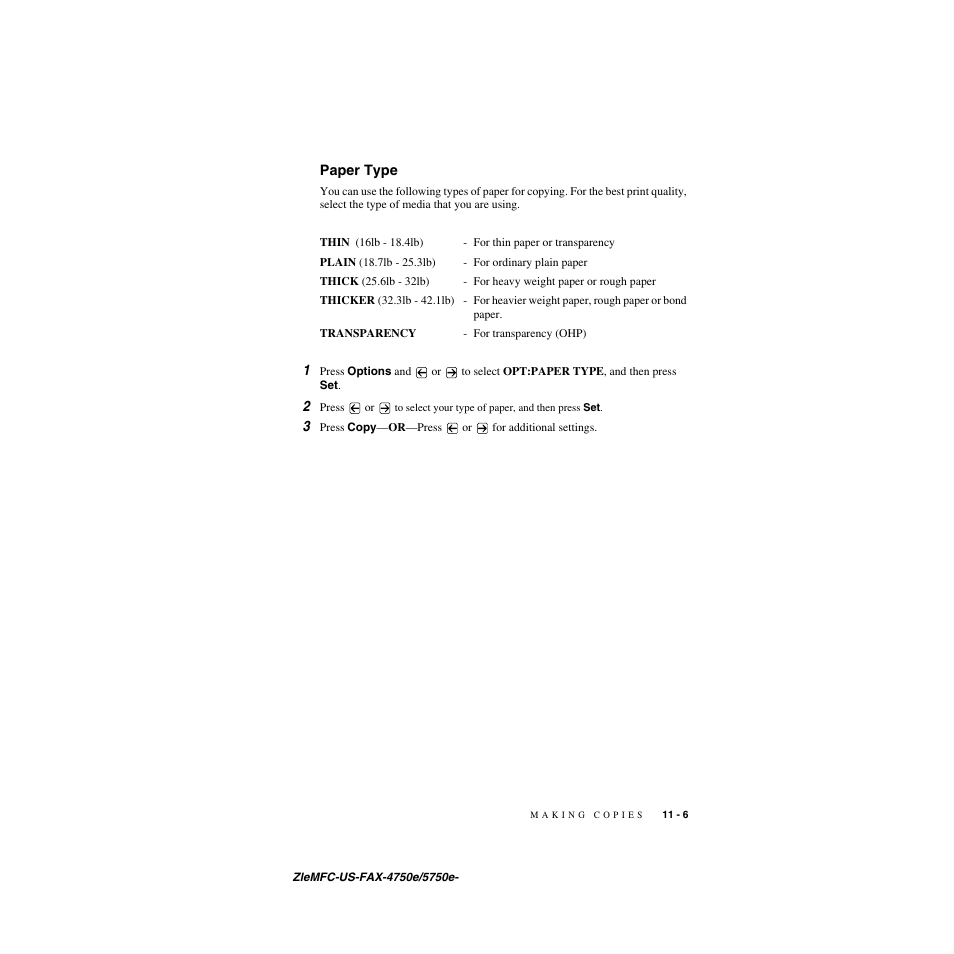Paper type, Paper type -6 | Brother FAX-4750e User Manual | Page 100 / 231
