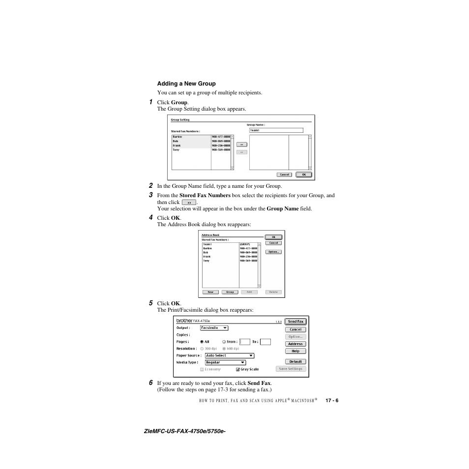Adding a new group, Adding a new group -6 | Brother FAX-4750e User Manual | Page 172 / 231