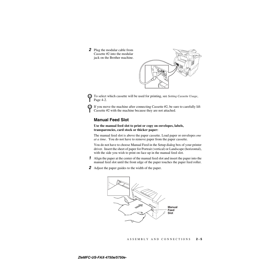Manual feed slot, Manual feed slot -5 | Brother FAX-4750e User Manual | Page 32 / 231