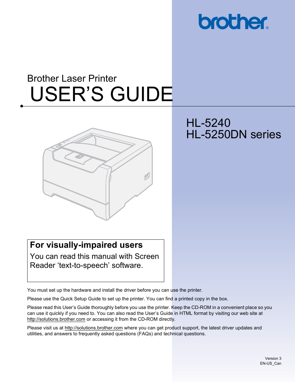 Brother HL-5250DN Series User Manual | 138 pages