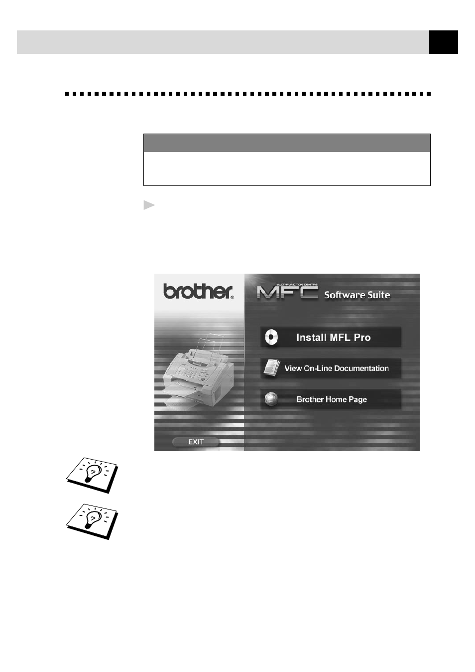 Installing the brother software | Brother 8060P MFC-9060 User Manual | Page 113 / 186