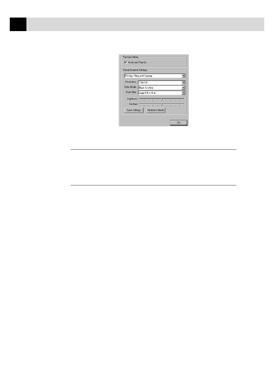 Global settings, Setting up the scanner configurations | Brother 8060P MFC-9060 User Manual | Page 126 / 186