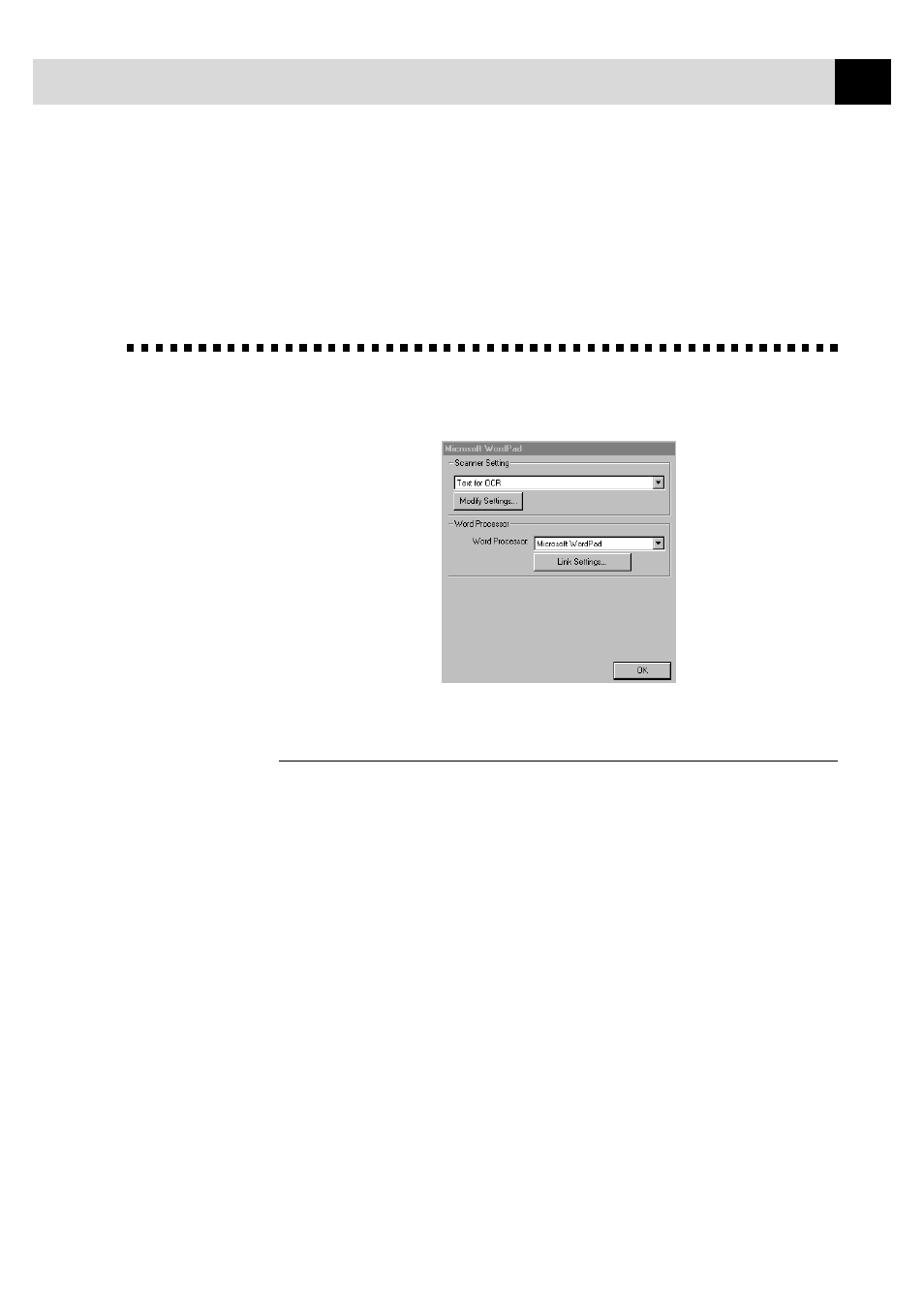 Scan to word processor, Scanner settings | Brother 8060P MFC-9060 User Manual | Page 131 / 186