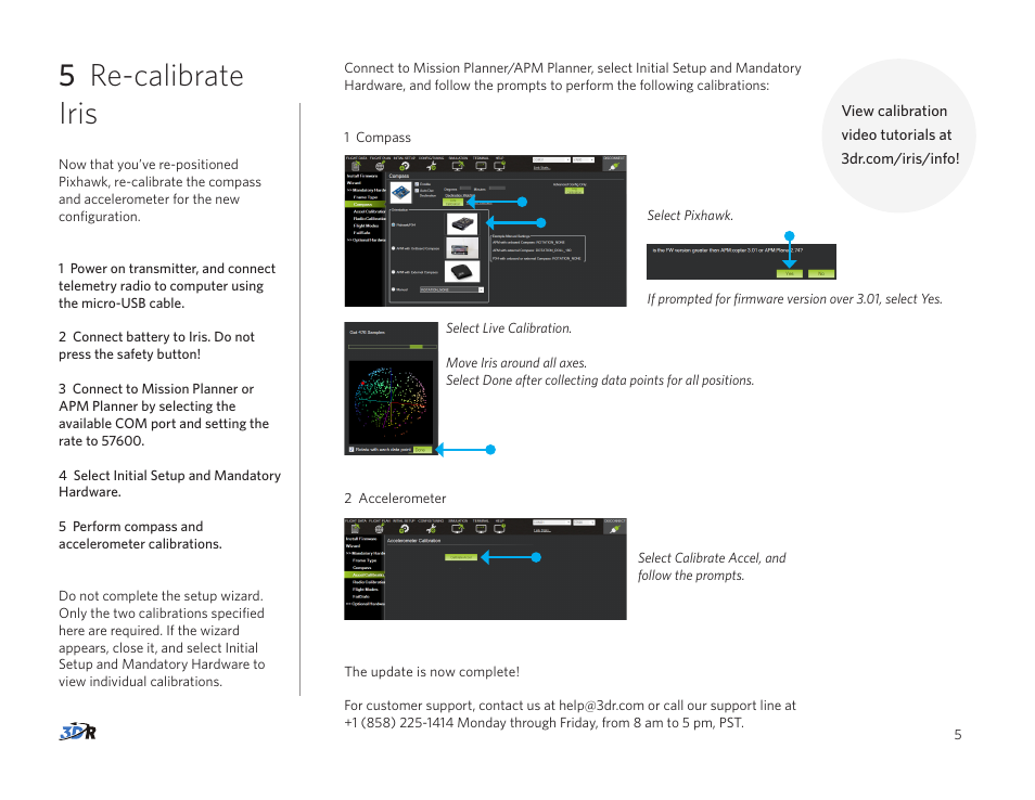 5 re-calibrate iris | 3D Robotics Original IRIS User Manual | Page 6 / 6