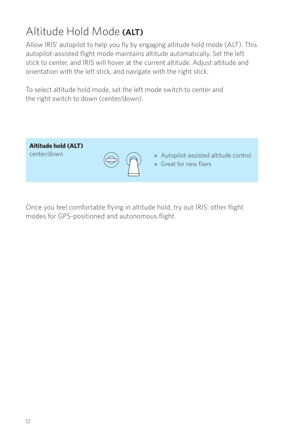 Altitude hold mode, Alt) | 3D Robotics IRIS User Manual | Page 14 / 24