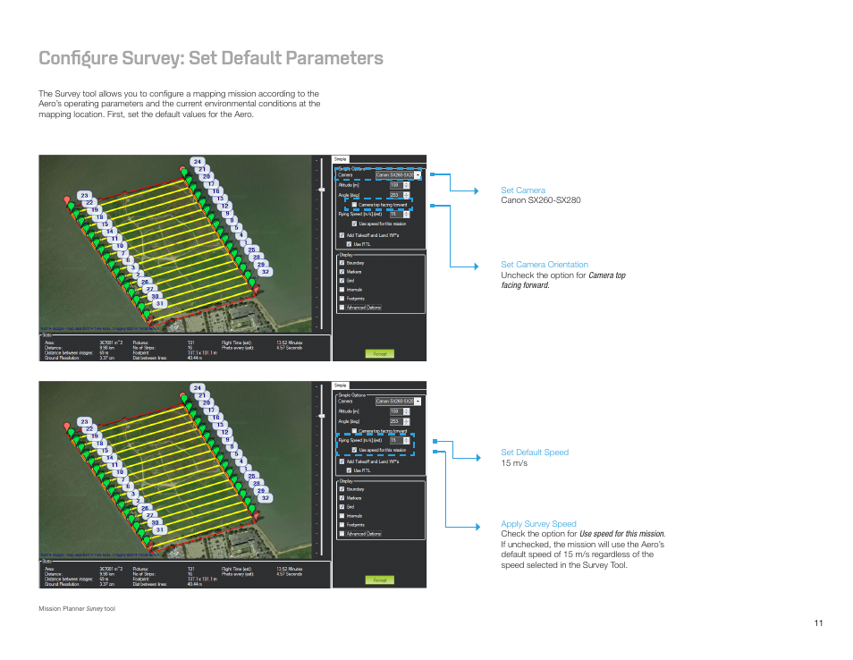 Configure survey: set default parameters | 3D Robotics Aero-M User Manual | Page 12 / 47