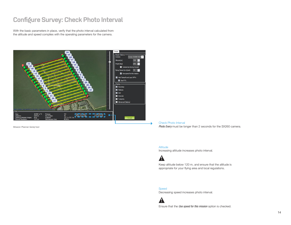 Configure survey: check photo interval | 3D Robotics Aero-M User Manual | Page 15 / 47