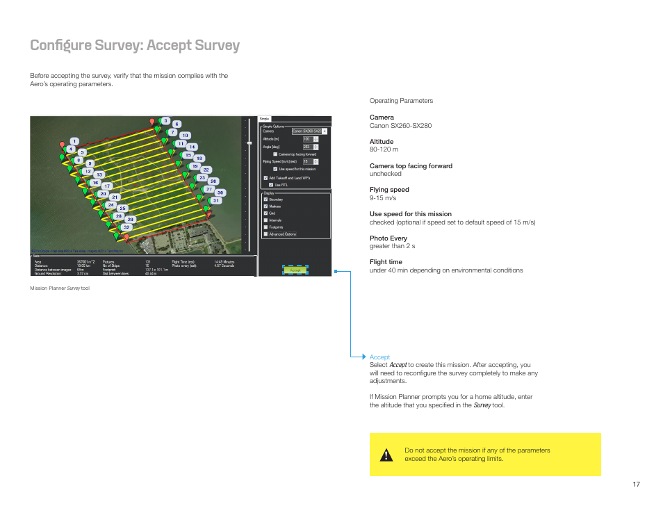 Configure survey: accept survey | 3D Robotics Aero-M User Manual | Page 18 / 47