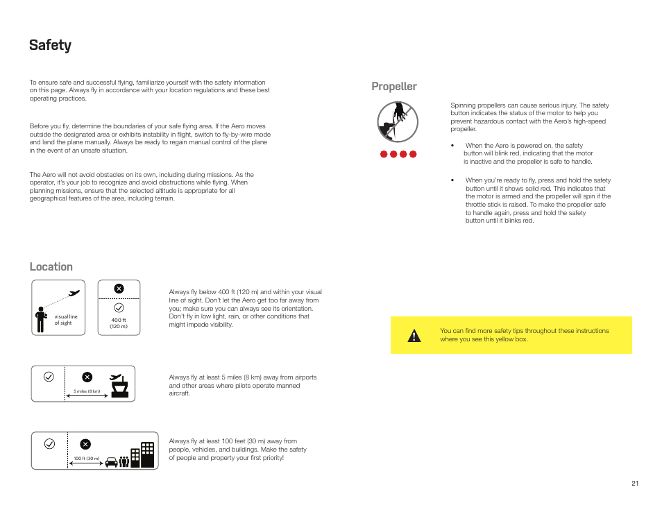Safety, Location, Propeller | 3D Robotics Aero-M User Manual | Page 22 / 47
