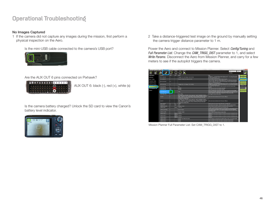 Operational troubleshooting | 3D Robotics Aero-M User Manual | Page 47 / 47