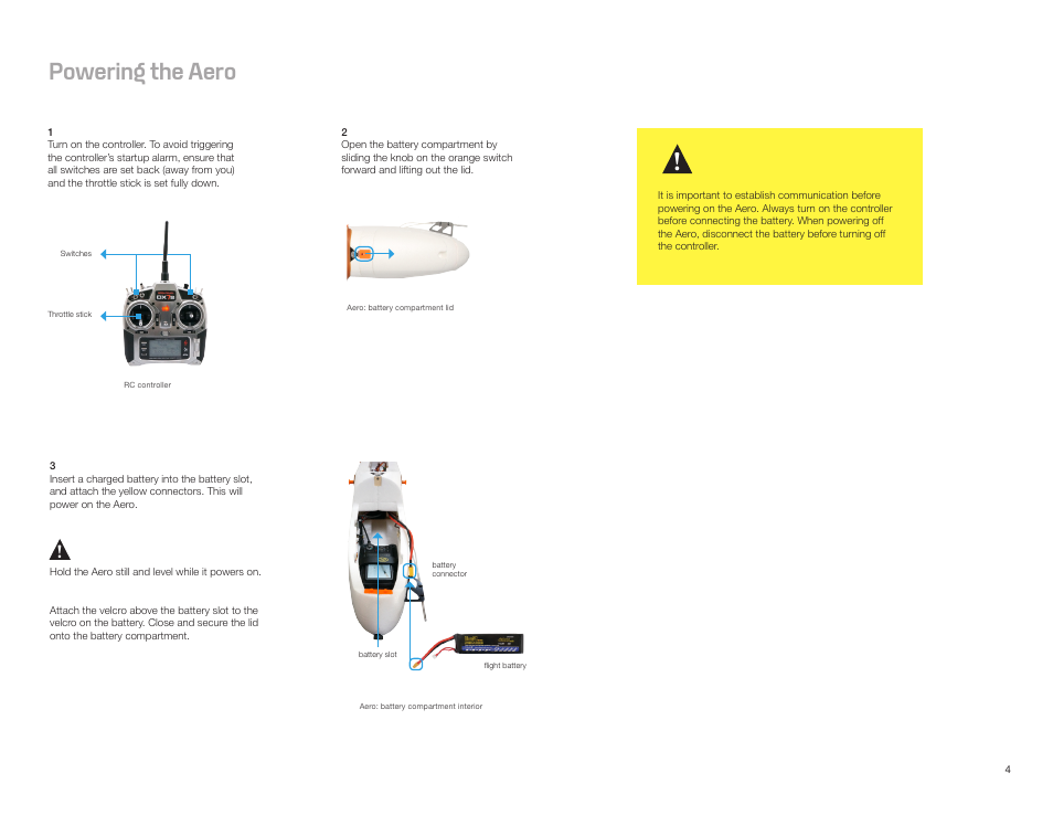 Powering the aero | 3D Robotics Aero-M User Manual | Page 5 / 47