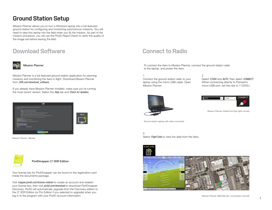 Ground station setup, Connect to radio download software | 3D Robotics Aero-M User Manual | Page 8 / 47