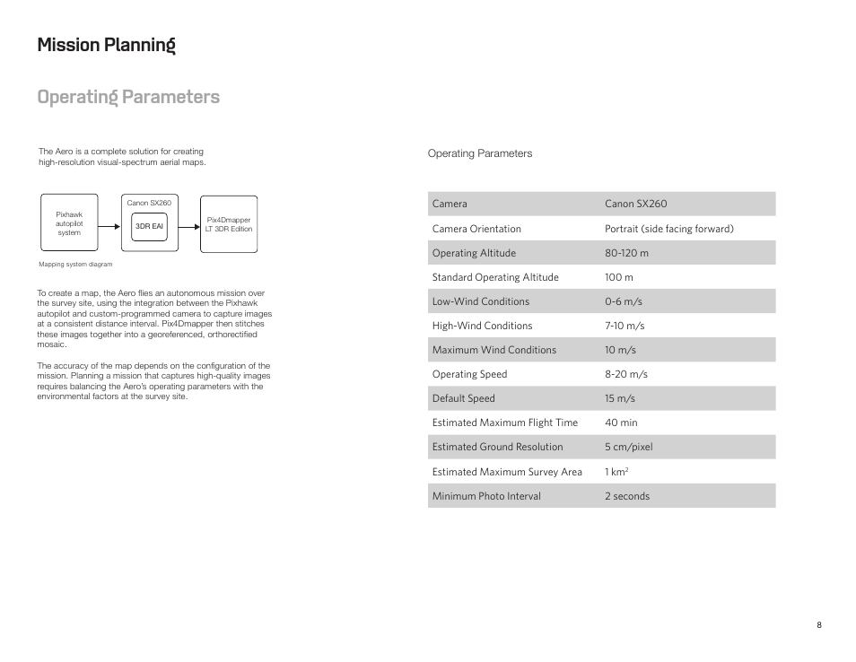 Mission planning operating parameters | 3D Robotics Aero-M User Manual | Page 9 / 47