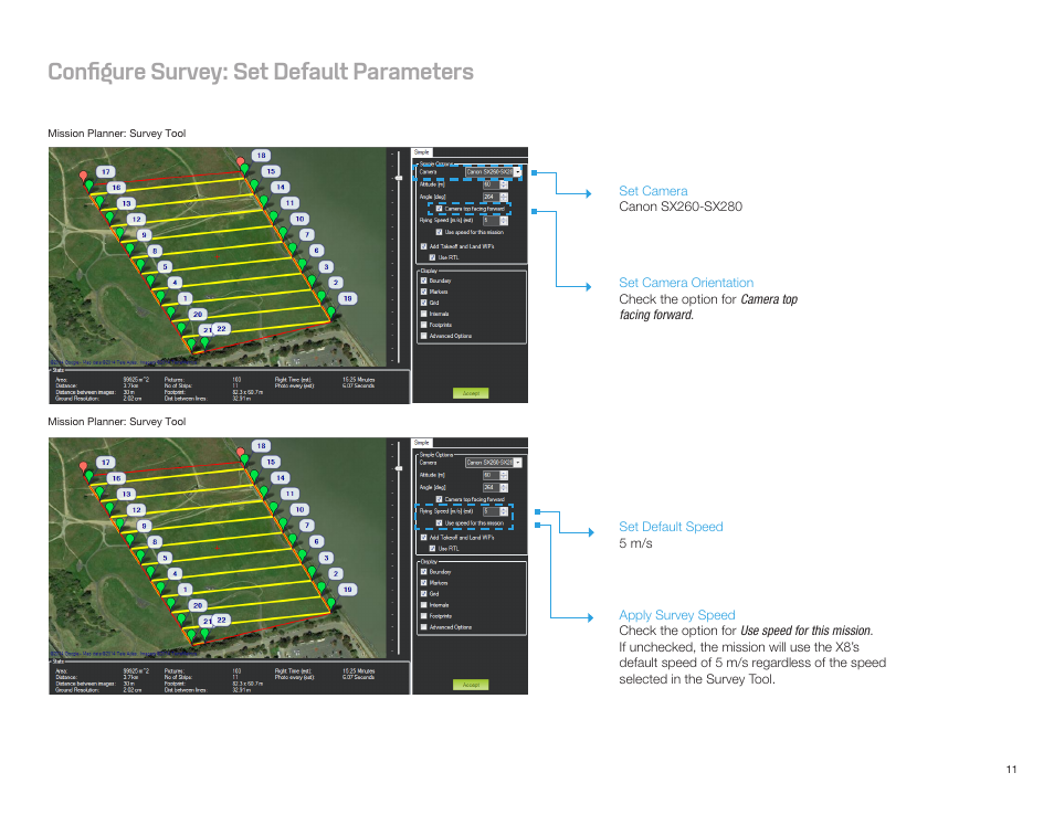 Configure survey: set default parameters | 3D Robotics X8-M User Manual | Page 12 / 40