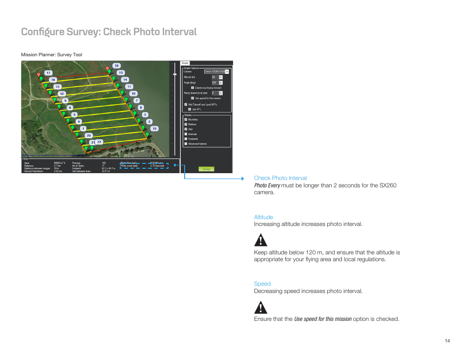 Configure survey: check photo interval | 3D Robotics X8-M User Manual | Page 15 / 40