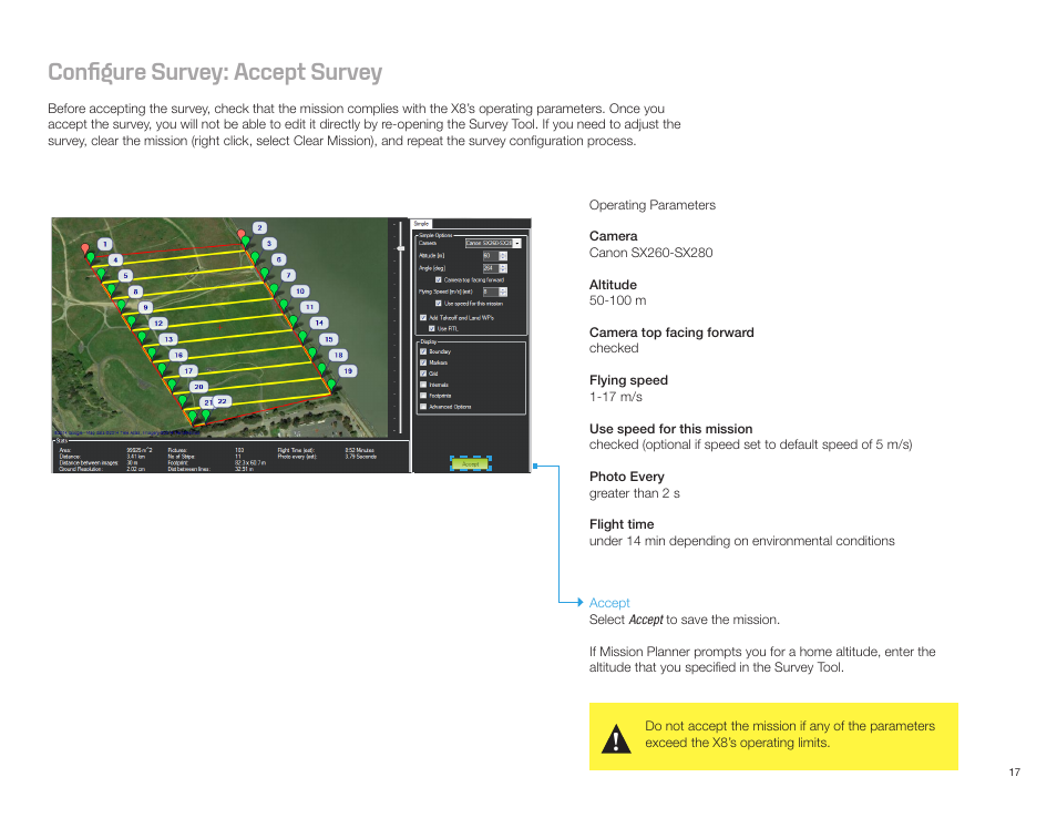 Configure survey: accept survey | 3D Robotics X8-M User Manual | Page 18 / 40