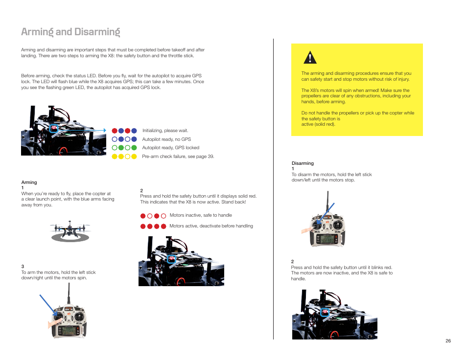 Arming and disarming | 3D Robotics X8-M User Manual | Page 27 / 40