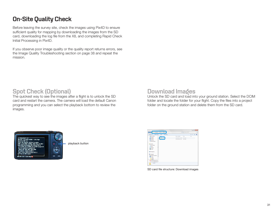 On-site quality check, Spot check (optional), Download images | 3D Robotics X8-M User Manual | Page 32 / 40