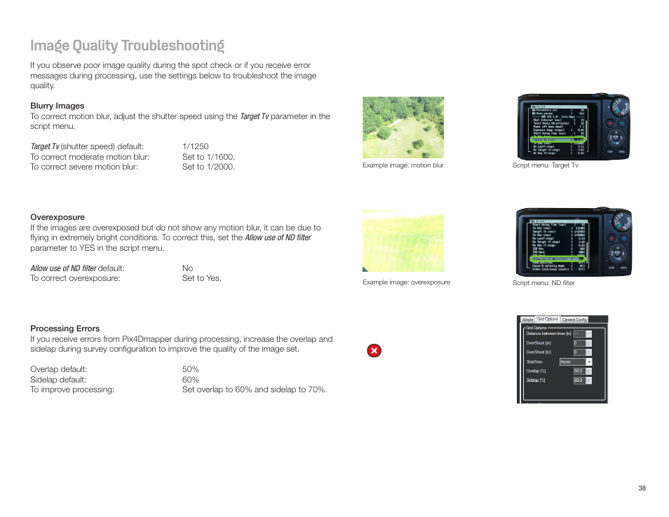 Image quality troubleshooting | 3D Robotics X8-M User Manual | Page 39 / 40