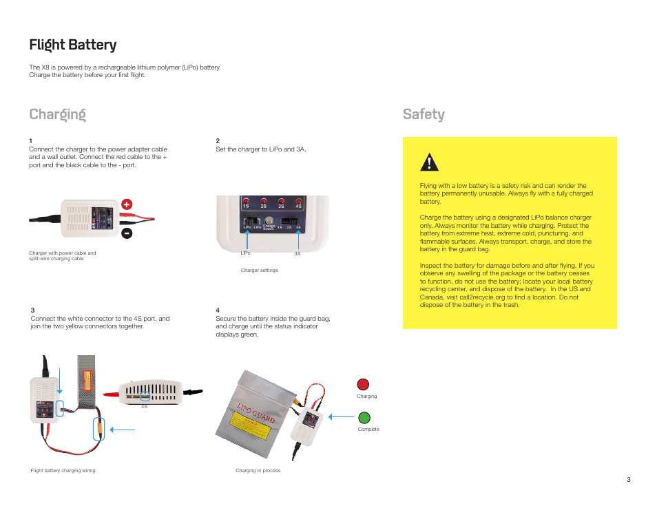 Flight battery charging safety | 3D Robotics X8-M User Manual | Page 4 / 40
