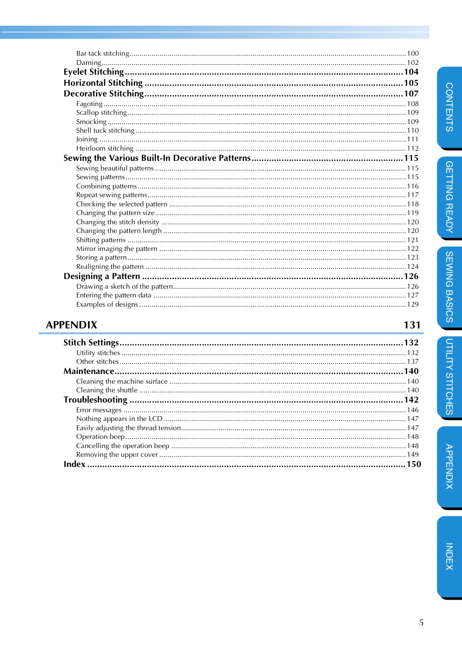 Appendix 131 | Brother NX 600 User Manual | Page 11 / 159