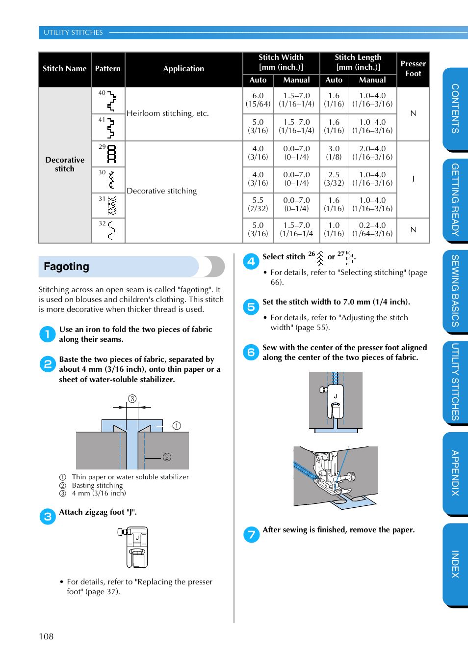 Fagoting | Brother NX 600 User Manual | Page 114 / 159