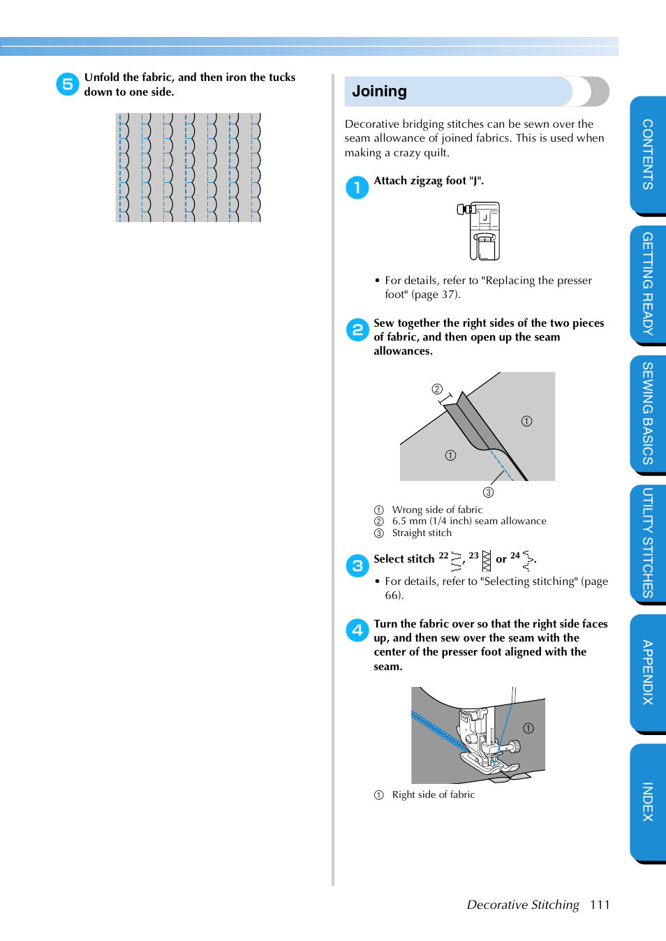 Joining | Brother NX 600 User Manual | Page 117 / 159