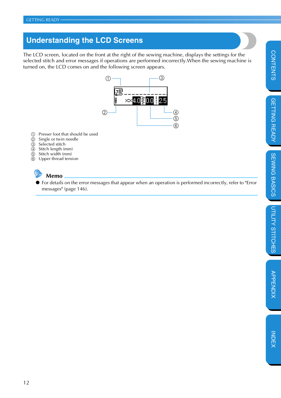 Understanding the lcd screens | Brother NX 600 User Manual | Page 18 / 159