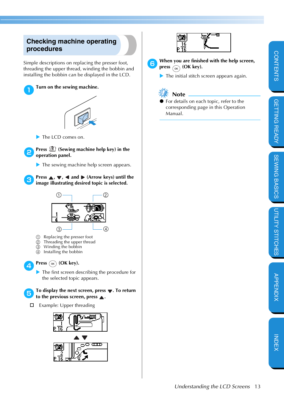 Checking machine operating procedures | Brother NX 600 User Manual | Page 19 / 159