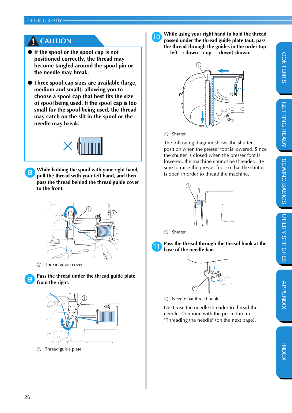 Caution | Brother NX 600 User Manual | Page 32 / 159