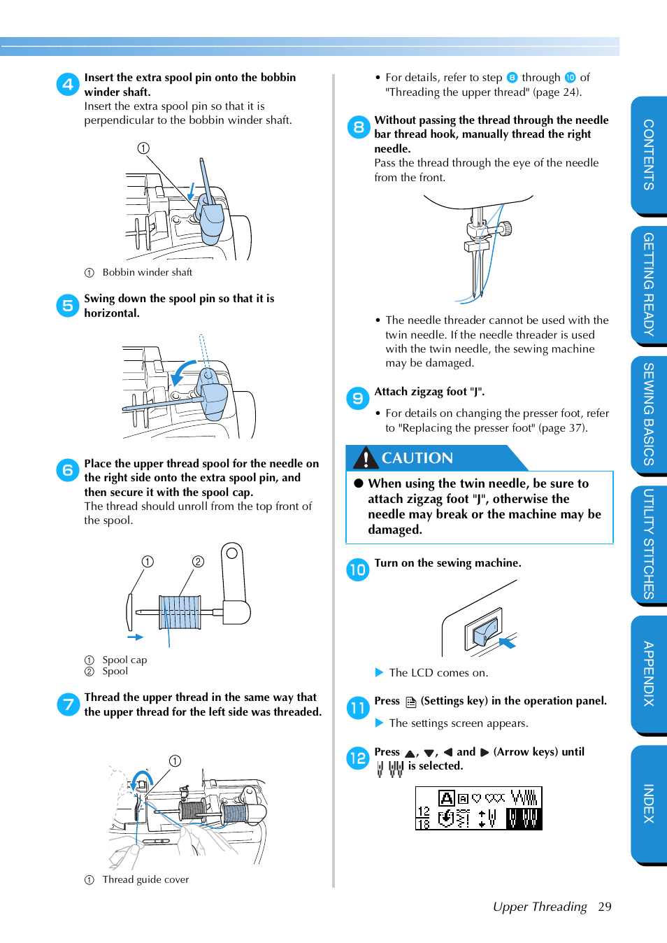 Caution | Brother NX 600 User Manual | Page 35 / 159