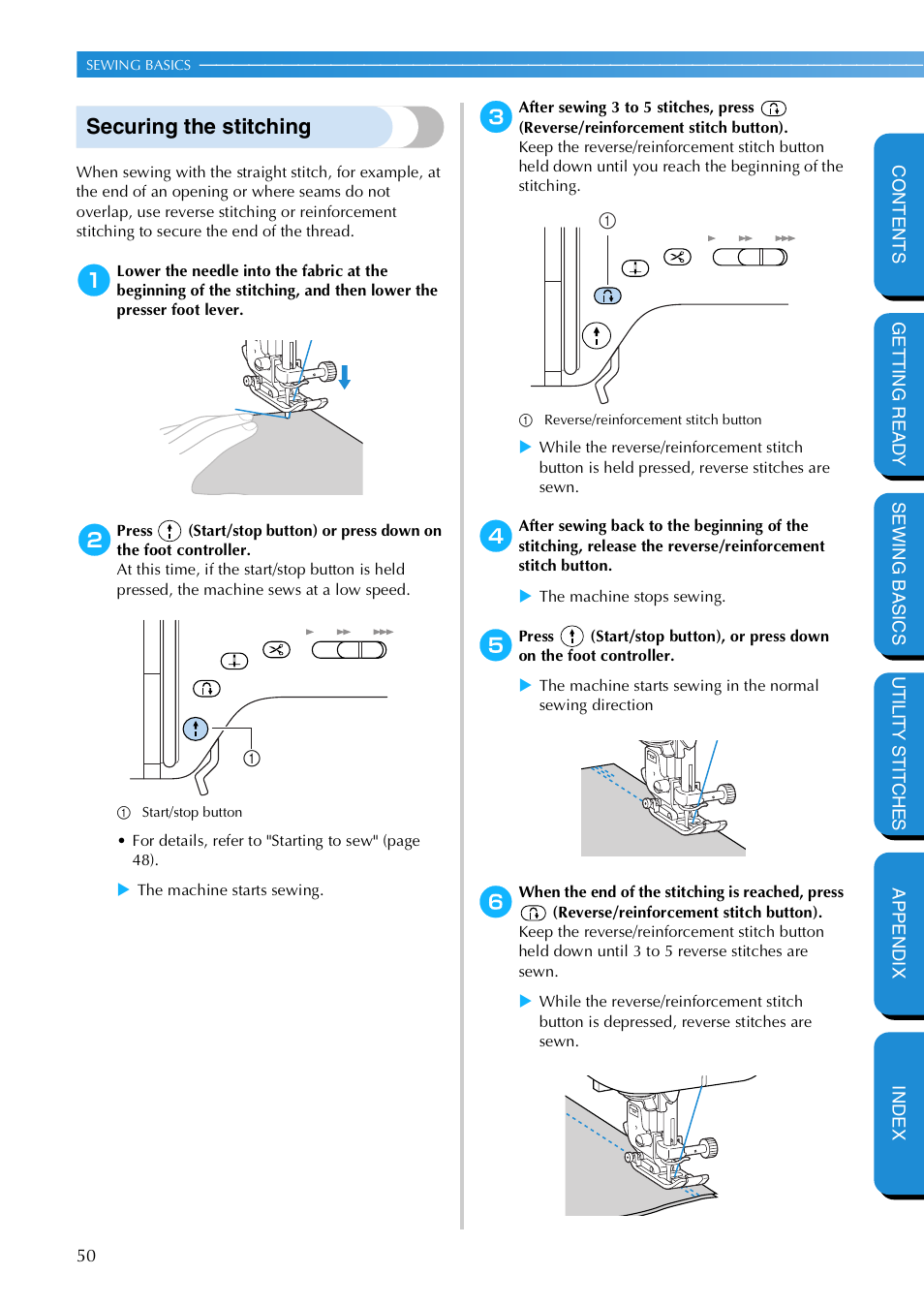 Securing the stitching | Brother NX 600 User Manual | Page 56 / 159