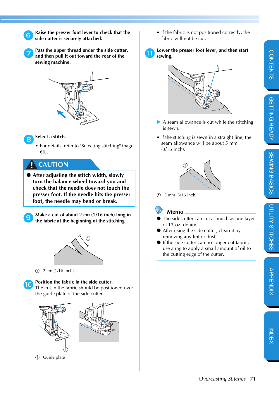 Caution | Brother NX 600 User Manual | Page 77 / 159