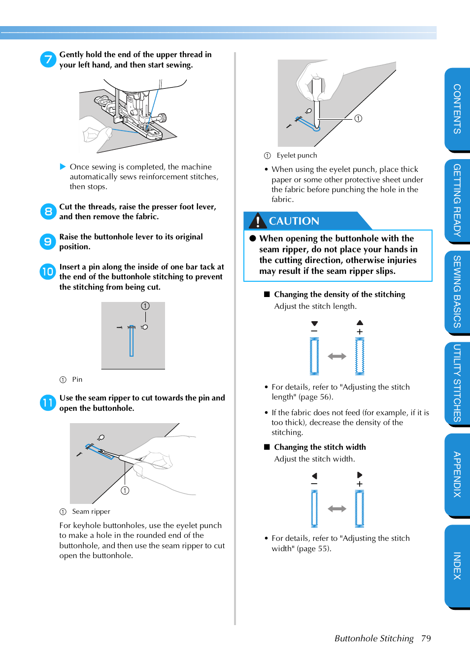 Caution | Brother NX 600 User Manual | Page 85 / 159