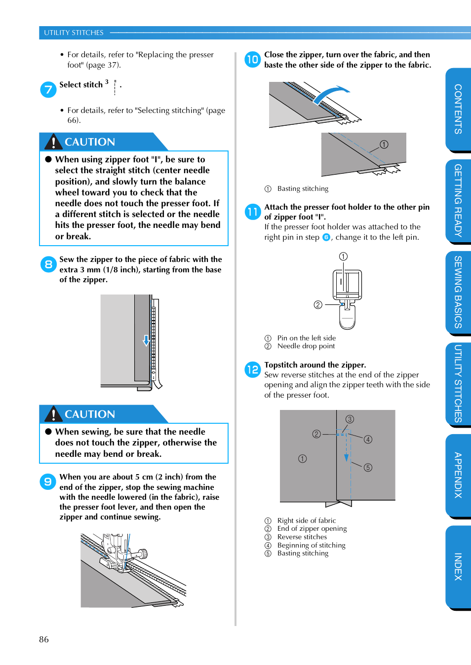 Caution | Brother NX 600 User Manual | Page 92 / 159