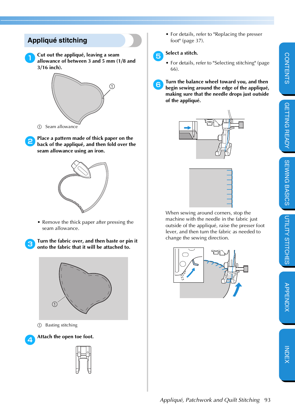 Appliqué stitching | Brother NX 600 User Manual | Page 99 / 159