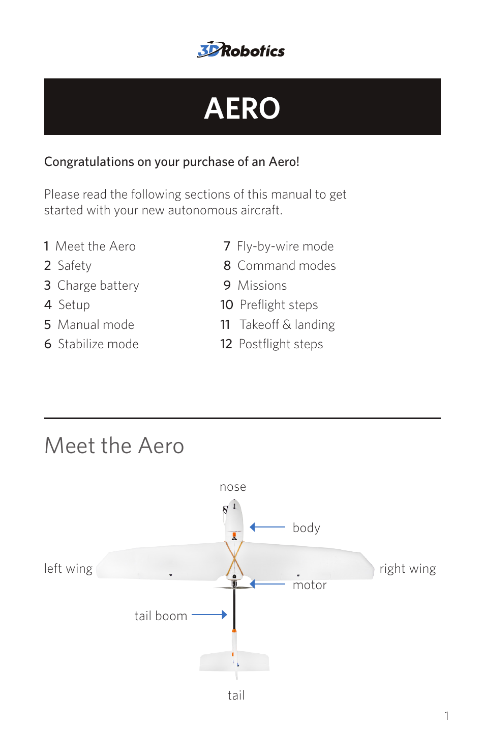 3D Robotics RTF Aero User Manual | 32 pages