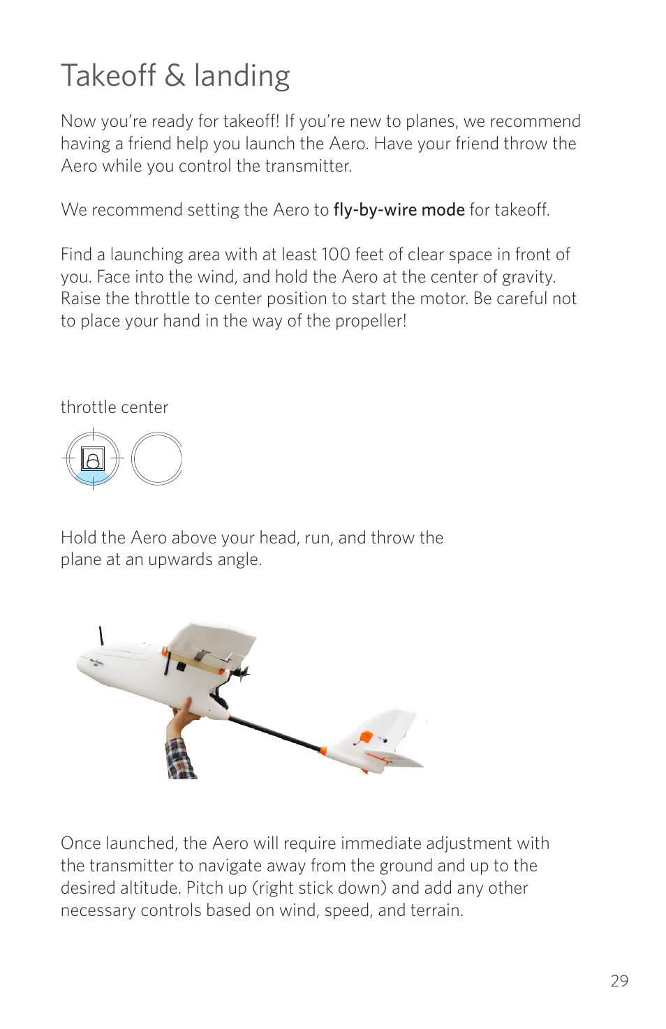 Takeoff & landing | 3D Robotics RTF Aero User Manual | Page 29 / 32