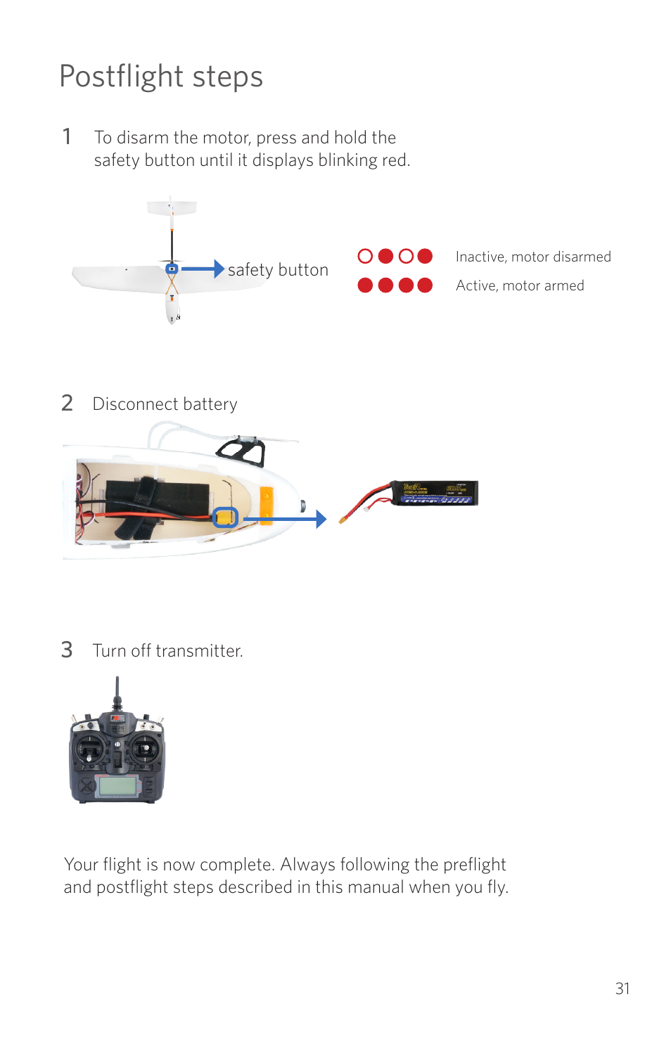 Postflight steps | 3D Robotics RTF Aero User Manual | Page 31 / 32