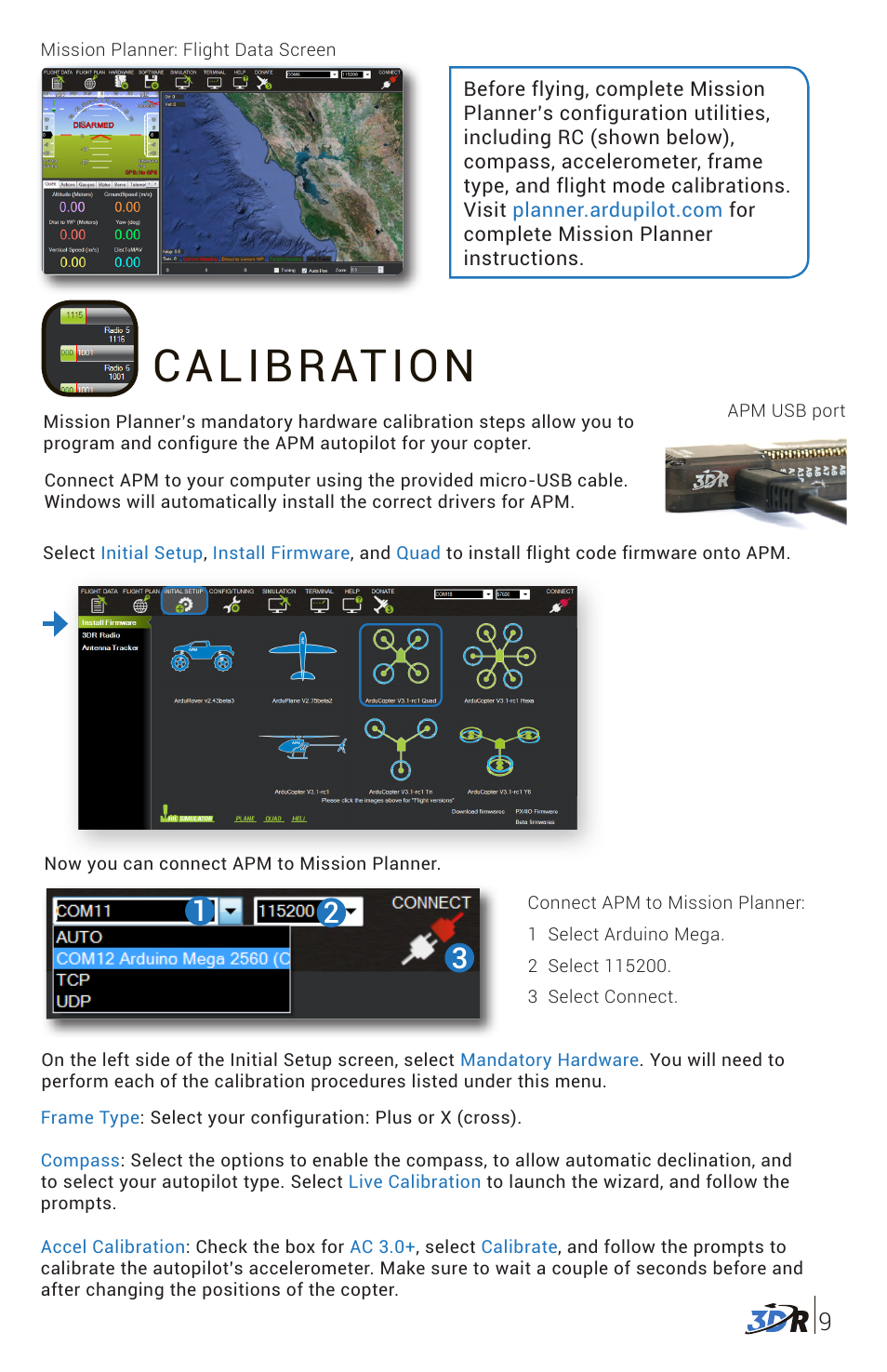 Calibration | 3D Robotics 3DR Y6 DIY Frame Kit User Manual | Page 10 / 12