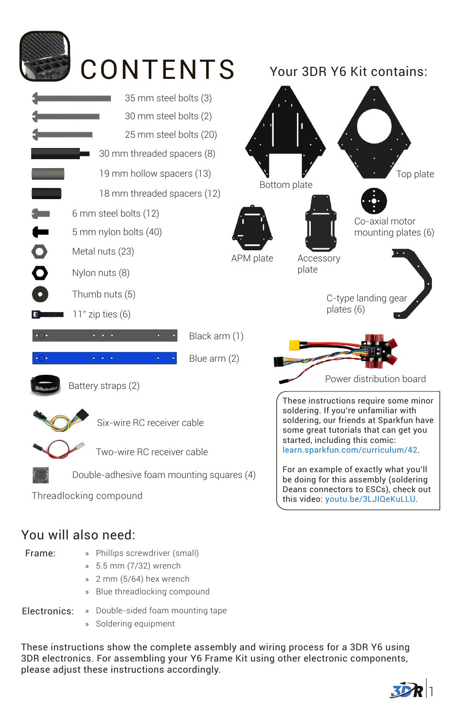3D Robotics 3DR Y6 DIY Frame Kit User Manual | Page 2 / 12