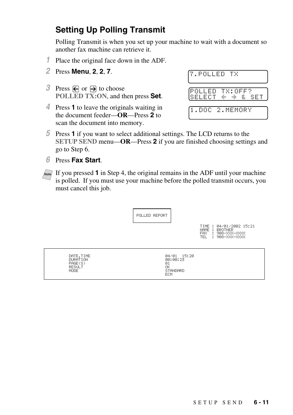 Setting up polling transmit, Setting up polling transmit -11 | Brother IntelliFAX 4100e User Manual | Page 75 / 156