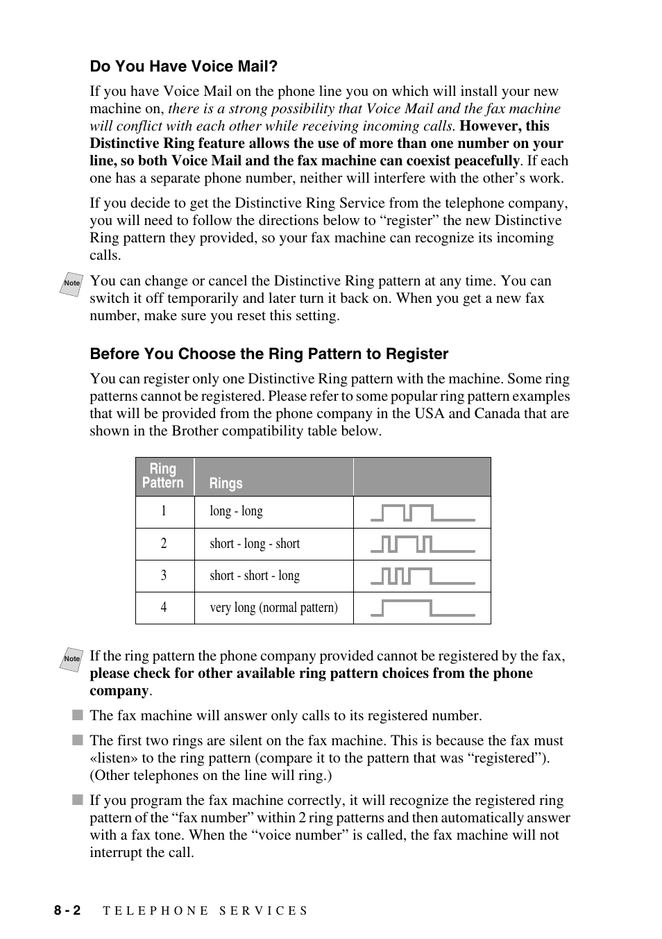 Do you have voice mail, Before you choose the ring pattern to register | Brother IntelliFAX 4100e User Manual | Page 84 / 156