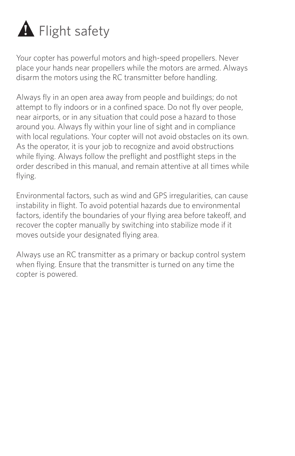Flight safety | 3D Robotics Quad Ready-to-Fly 2013 User Manual | Page 5 / 8