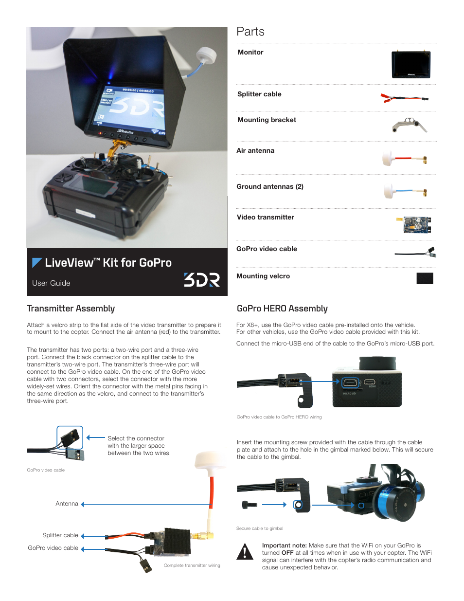 3D Robotics LiveView Kit for GoPro User Manual | 2 pages