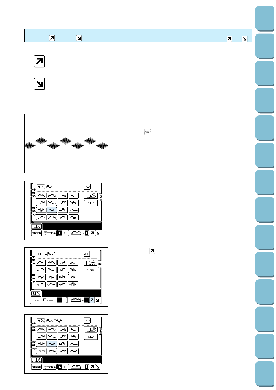 Keys, Example: satin stitch pattern | Brother PC 8500 User Manual | Page 100 / 196